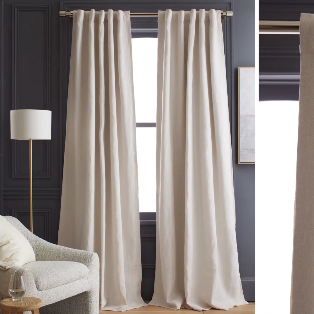 Quince Heavyweight European Linen Room Darkening Curtain in Sand